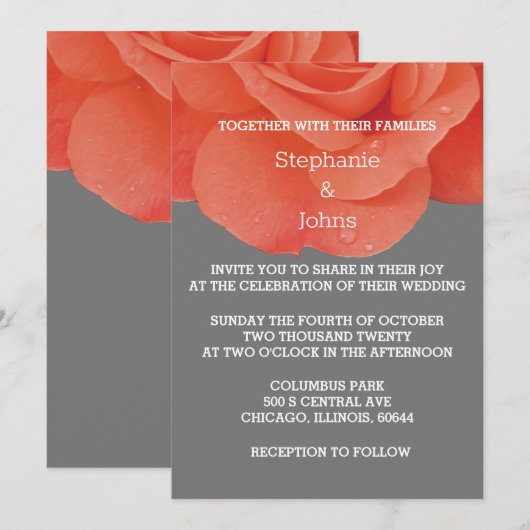 Verbrand Sinaasappel Grijs Bloemen Modern Elegant Kaart (Voorkant / Achterkant)