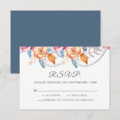 Verbrand Sinaasappel Grijs Waterverf Bloemen Huwel RSVP Kaartje (Voorkant / Achterkant)