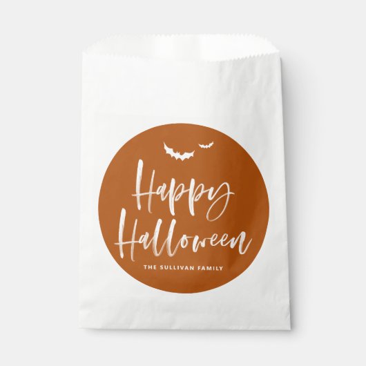 Verbrand Sinaasappel Happy Halloween Brush Kalligr Bedankzakje (Voorkant)