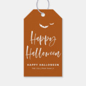 Verbrand Sinaasappel Happy Halloween Brush Kalligr Cadeaulabel (Voorkant)