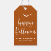Verbrand Sinaasappel Happy Halloween Brush Kalligr Cadeaulabel (Achterkant)