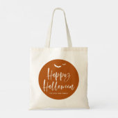 Verbrand Sinaasappel Happy Halloween Brush Kalligr Tote Bag (Achterkant)