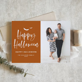 Verbrand Sinaasappel Happy Halloween Brush Letteri Feestdagenkaart