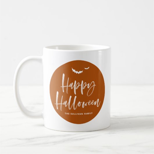 Verbrand Sinaasappel Happy Halloween Brush Letteri Koffiemok (Links)
