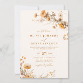 Verbrand Sinaasappel Herfst Bloemen Trouwen Kaart (Voorkant)