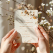 Verbrand Sinaasappel Herfst Bloemen Trouwen Kaart