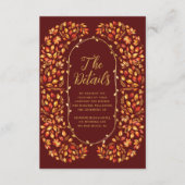 Verbrand Sinaasappel Herfst Rustiek Bladeren Trouw Informatiekaartje (Voorkant)