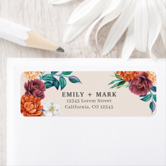 Verbrand sinaasappel ivoor val bruiloft retouradre etiket (Insitu)