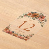 Verbrand Sinaasappel Koper Bloemen Trouwtafel Numm Acryl Uitnodigingen (Laagn)