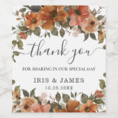 Verbrand Sinaasappel koperen terracotta bloemenher Wijn Etiket (Enkel label)