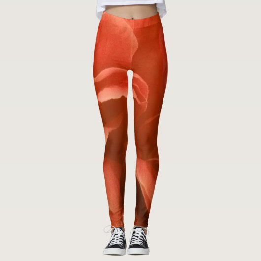 Verbrand Sinaasappel marmer bloemmotief Leggings (Voorkant)