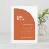 Verbrand Sinaasappel Minimal Half Arch Baby Brunch Kaart (Staand voorkant)