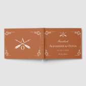 Verbrand Sinaasappel Monogram en Pijlen Bruiloft Gastenboek (Volledig)