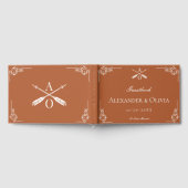 Verbrand Sinaasappel Monogram en Pijlen Bruiloft Gastenboek (Volledig)