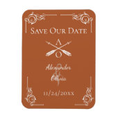 Verbrand Sinaasappel Monogram en Pijlen Sla de dat Magneet (Verticaal)