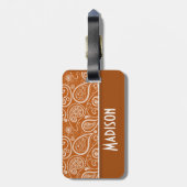 Verbrand Sinaasappel Paisley; Bloemen Bagagelabel (Achterkant verticaal)