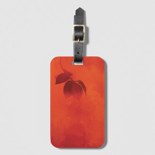 Verbrand Sinaasappel Persimmon Leaf Abstract Autum Bagagelabel (Voorkant (verticaal))