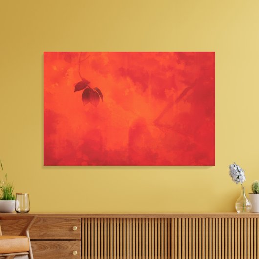 Verbrand Sinaasappel Persimmon Leaf Abstract Autum Canvas Afdruk (Insitu (Woonkamer))