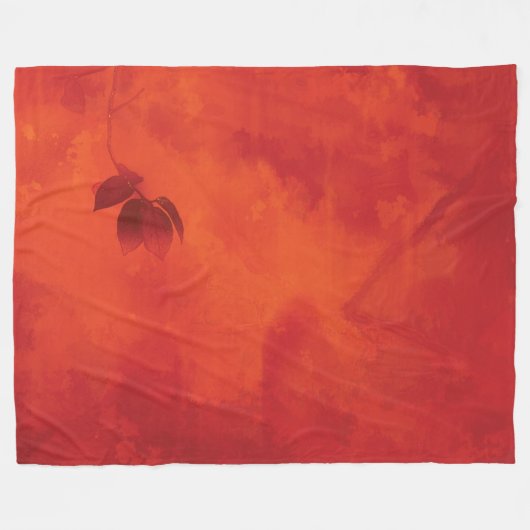 Verbrand Sinaasappel Persimmon Leaf Abstract Autum Fleece Deken (Voorkant (Horizontaal))