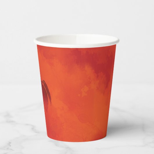 Verbrand Sinaasappel Persimmon Leaf Abstract Autum Papieren Bekers (Links)