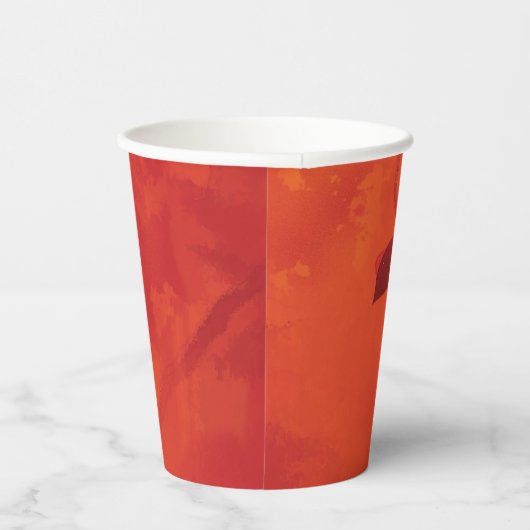 Verbrand Sinaasappel Persimmon Leaf Abstract Autum Papieren Bekers (Rechts)