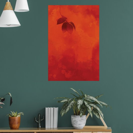 Verbrand Sinaasappel Persimmon Leaf Abstract Autum Poster (Woonkamer 1)