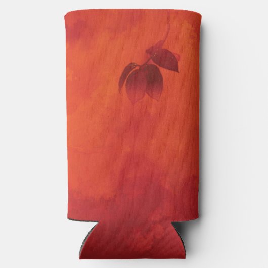 Verbrand Sinaasappel Persimmon Leaf Abstract Autum Seltzer Blikjeskoeler (Achterkant)