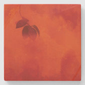 Verbrand Sinaasappel Persimmon Leaf Abstract Autum Stenen Onderzetter (Voorkant)