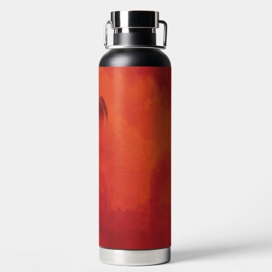 Verbrand Sinaasappel Persimmon Leaf Abstract Autum Waterfles (Achterkant)