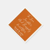 Verbrand Sinaasappel Personaliseer Script bruiloft Servet (Hoek)