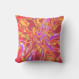 Verbrand Sinaasappel Psychedelic Flower met Goud L Kussen