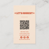 Verbrand Sinaasappel QR Code Groovy Floral Terraco Visitekaartje (Achterkant)