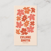 Verbrand Sinaasappel QR Code Groovy Floral Terraco Visitekaartje (Voorkant)