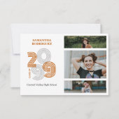 Verbrand Sinaasappel Retro Big Numbers 3-foto Afst Kaart (Voorkant)