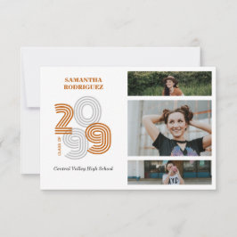 Verbrand Sinaasappel Retro Big Numbers 3-foto Afst Kaart