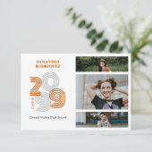 Verbrand Sinaasappel Retro Big Numbers 3-foto Afst Kaart (Staand voorkant)