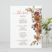 Verbrand Sinaasappel Roest Bloemen Herfst Trouwen Menu (Staand voorkant)