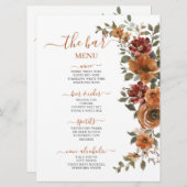 Verbrand Sinaasappel Roest Bloemen Herfst Trouwen Menu (Voorkant / Achterkant)