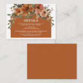Verbrand Sinaasappel Roest Koper Bloemen Trouwdeta Informatiekaartje (Voorkant / Achterkant)