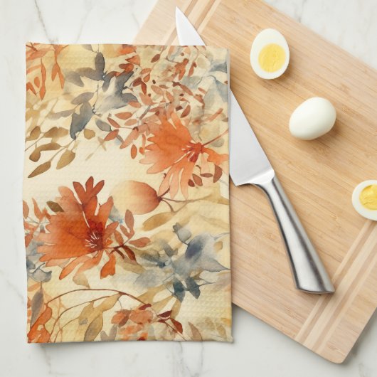 Verbrand Sinaasappel, rokerige Indigo Abstracte Bl Theedoek (Quarter Fold)