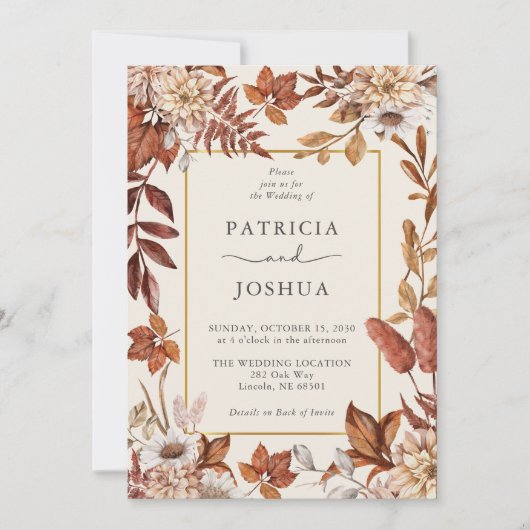 Verbrand Sinaasappel rustieke herfstbruiloft Kaart (Voorkant)