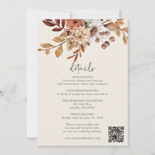 Verbrand Sinaasappel rustieke herfstbruiloft Kaart (Achterkant)