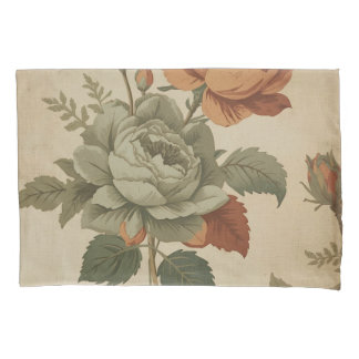 Verbrand Sinaasappel Sage Green  Bloemenprint Kussensloop