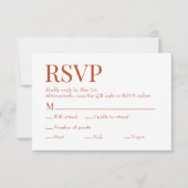 Verbrand Sinaasappel Scan QR Code Maaltijdkeuze Tr RSVP Kaartje (Voorkant)