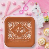 Verbrand Sinaasappel Shabby Chic 40 Jubileum Bord (Feest)