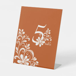 Verbrand Sinaasappel Shabby Chic Trouwtafel Teken Reclamebord Met Voetstuk