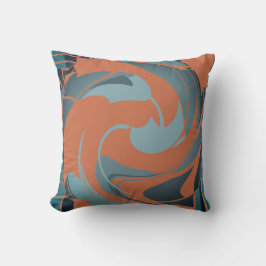 Verbrand Sinaasappel Slate Seafoam Abstract Flower Kussen