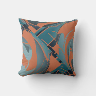 Verbrand Sinaasappel Slate Seafoam Swiring Lush Le Kussen