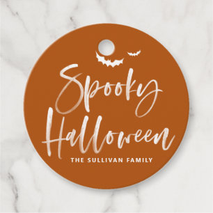 Verbrand Sinaasappel Spooky Halloween Brush Kallig Bedankjes Labels