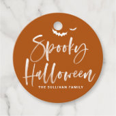 Verbrand Sinaasappel Spooky Halloween Brush Kallig Bedankjes Labels (Voorkant)